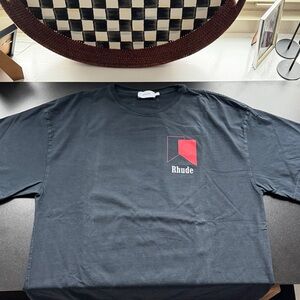 Rhude Charcoal Tee with Red Graphic (L)
